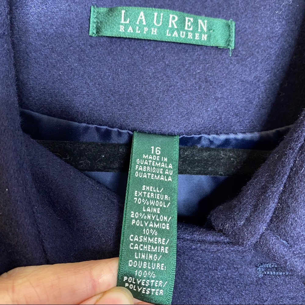 Lauren Ralph Lauren Double Breasted Blue Wool Coat - Picture 7 of 9